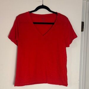 Madewell Vivid Red V-Neck Short Sleeve Tee